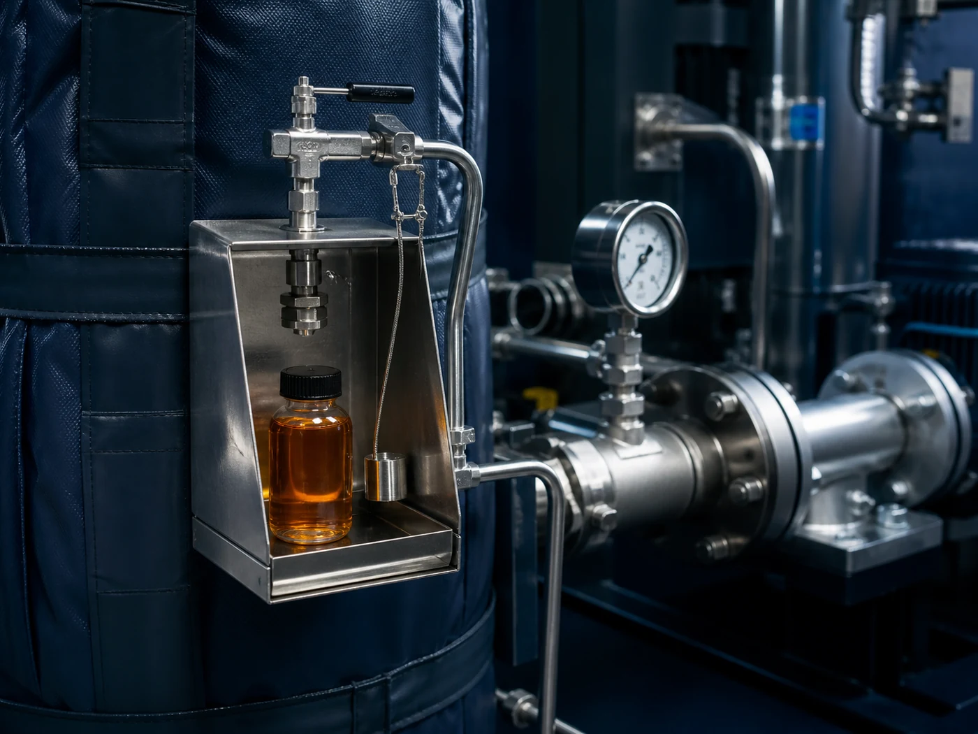 Toma de muestra de aceite térmico para análisis de condición del fluido