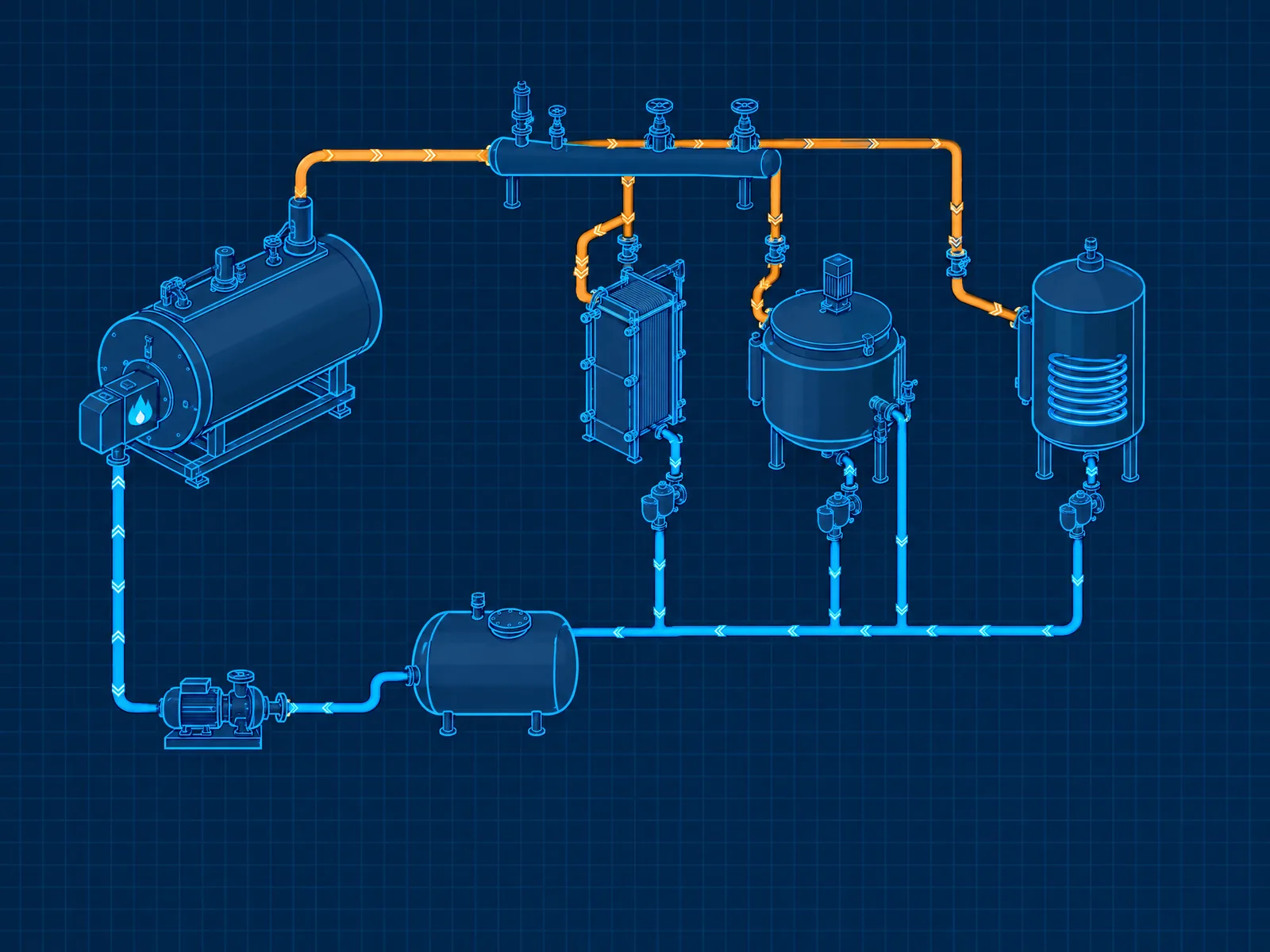 Flujo técnico de datos, generación, distribución y consumo para dimensionar un sistema térmico