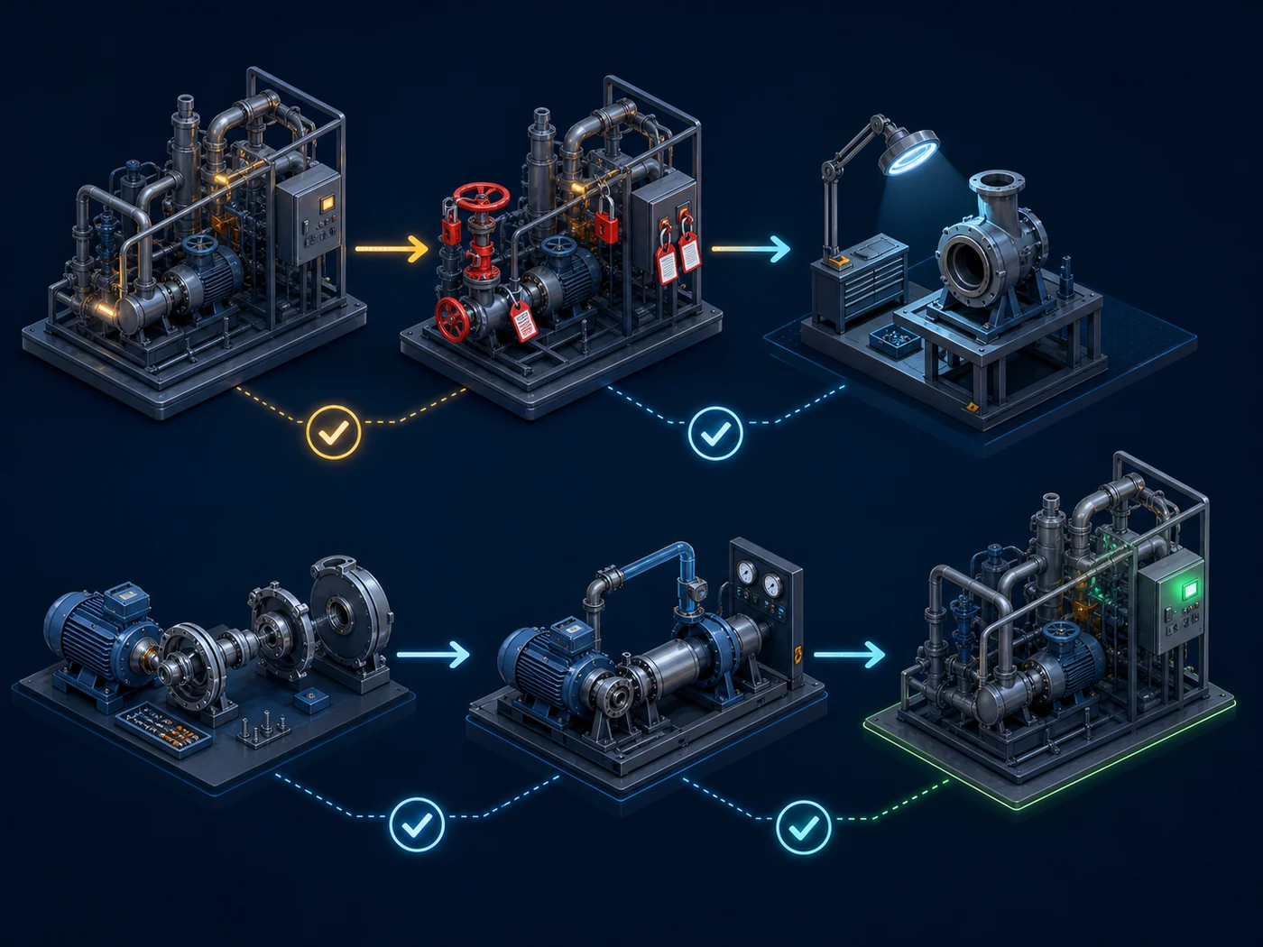 Diagrama de secuencia para planificar una parada técnica industrial desde la preparación hasta la puesta en marcha