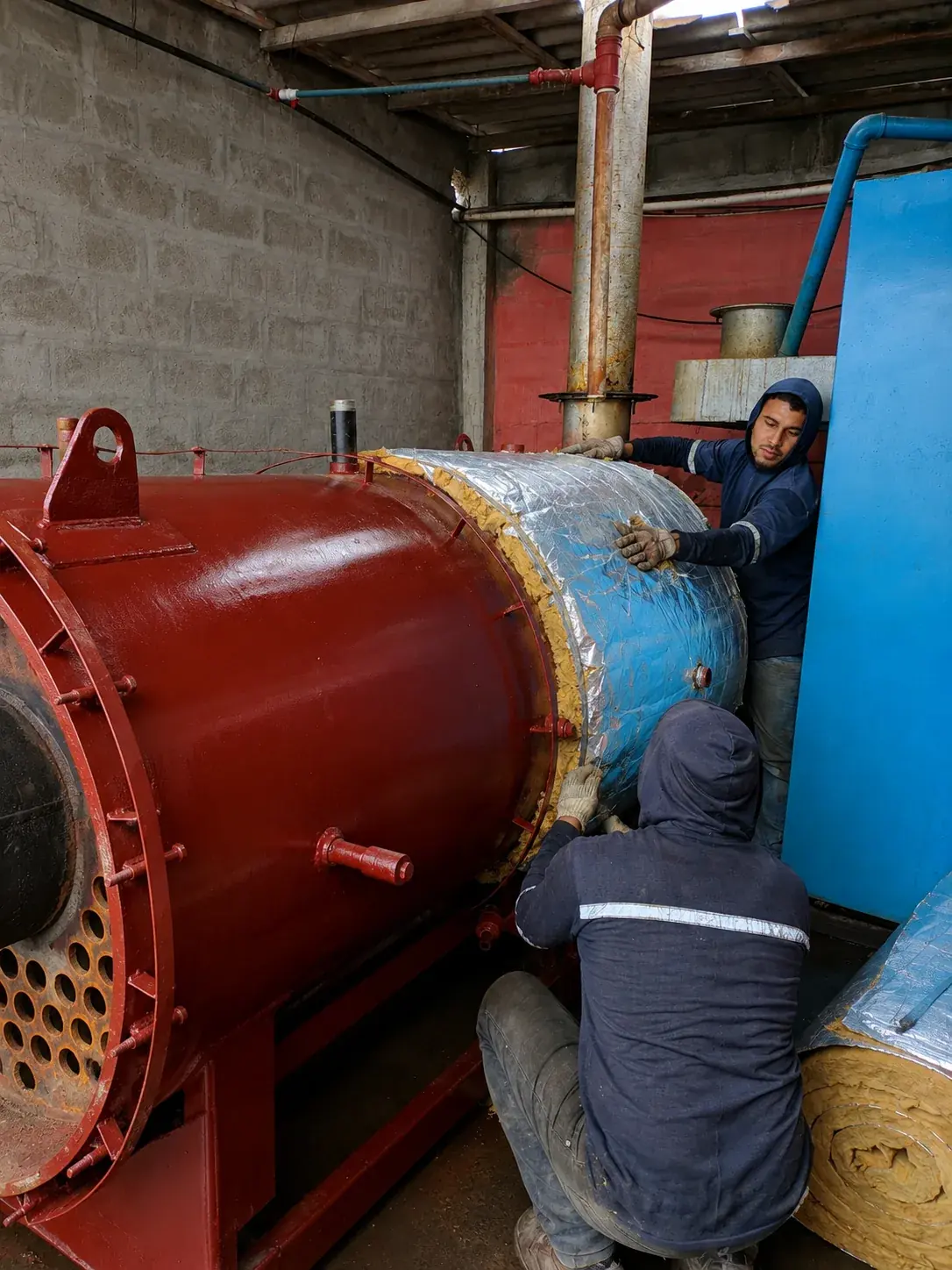 Colocación de aislamiento en lana mineral durante el overhaul