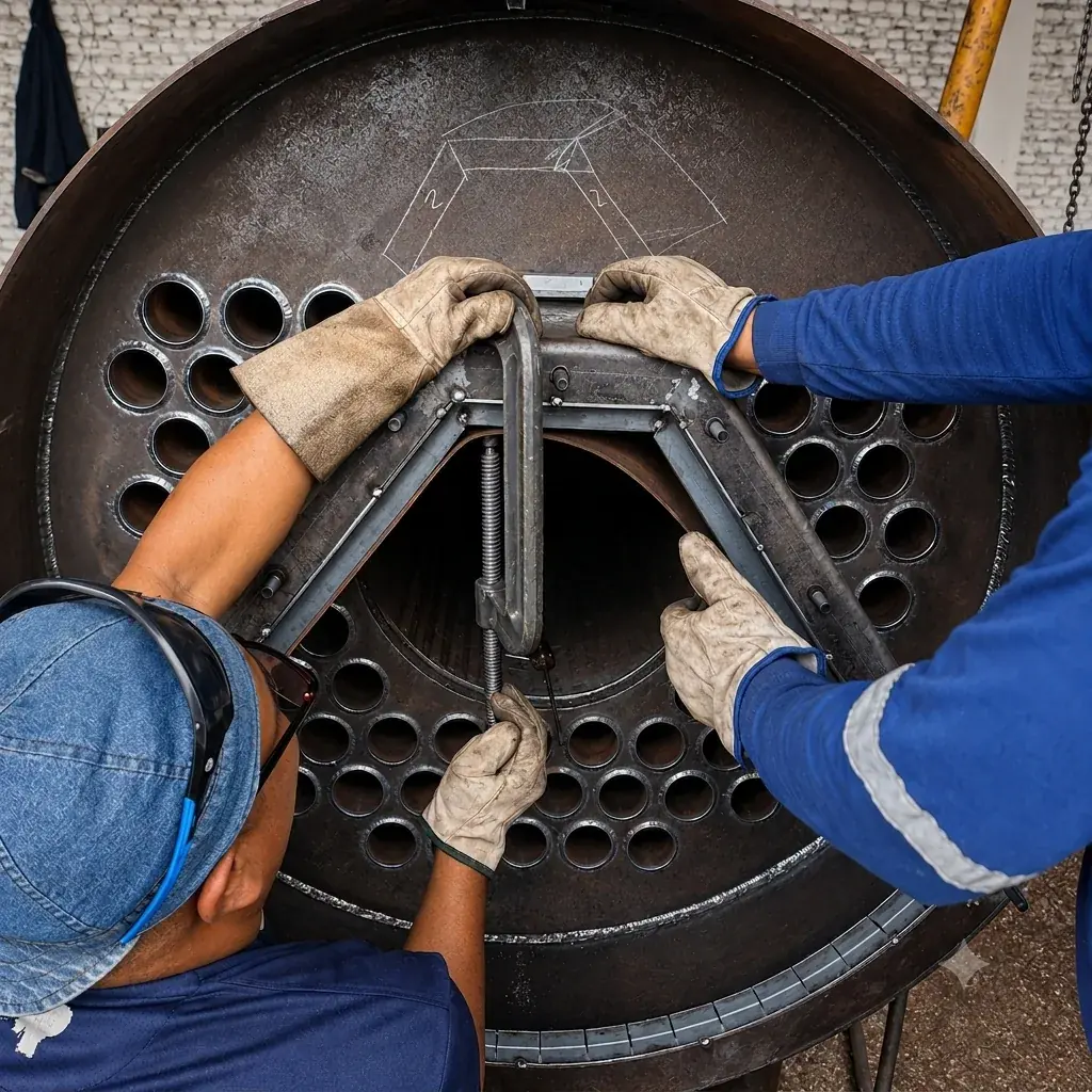 Montaje del haz de tubos en el espejo del caldero
